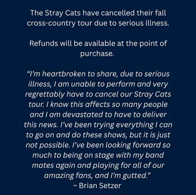 Brian Setzer Stray Cats cancela shows 2025 por doença grave1